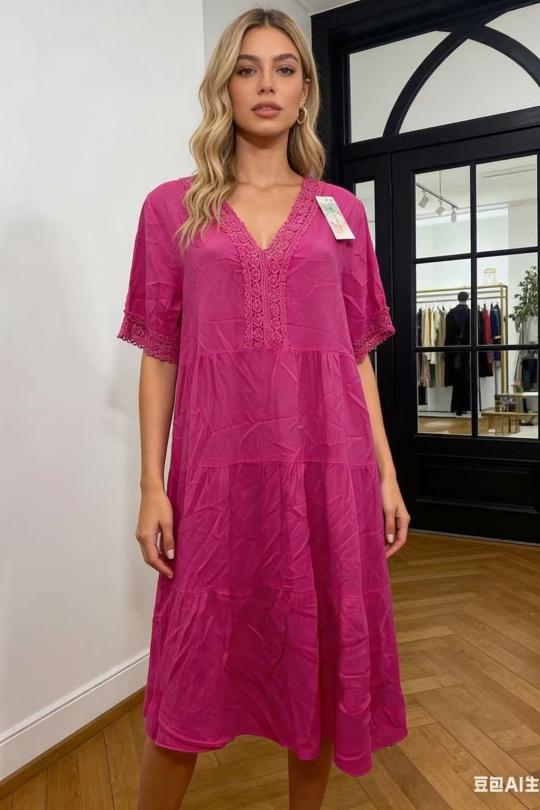 Robes mi-longues Femme Blanc CORALINE 8675 Efashion Paris