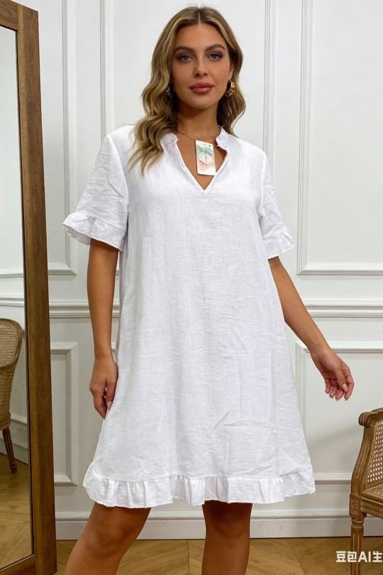 Robes mi-longues Femme Beige CORALINE 8638 Efashion Paris