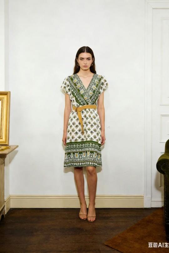 Robes mi-longues Femme Kaki CORALINE 2646 Efashion Paris