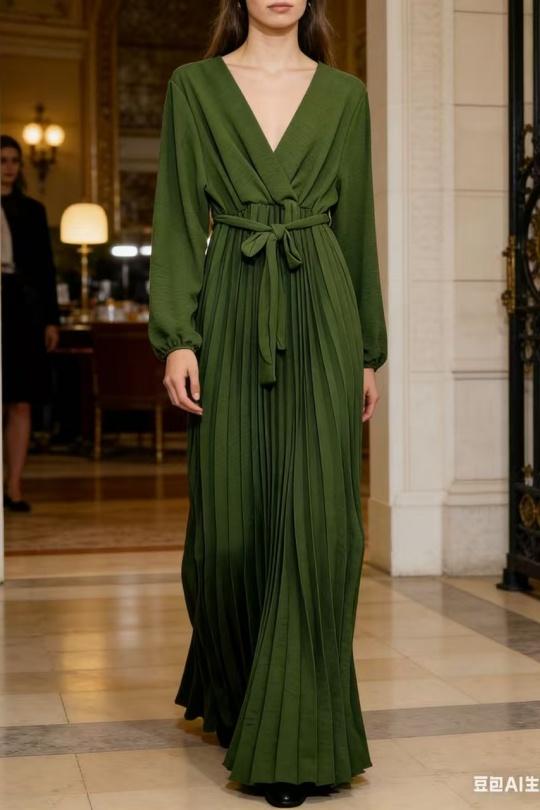 Robes longues Femme Vert sapin CORALINE 20613 Efashion Paris