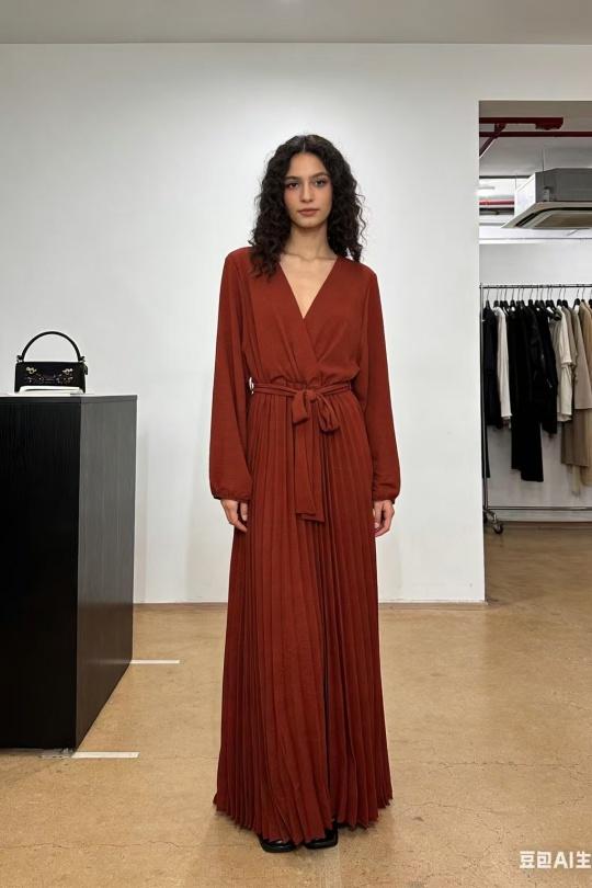 Robes longues Femme Vert sapin CORALINE 20613 Efashion Paris