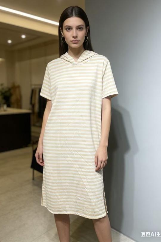 Robes mi-longues Femme Beige CORALINE 13292 Efashion Paris