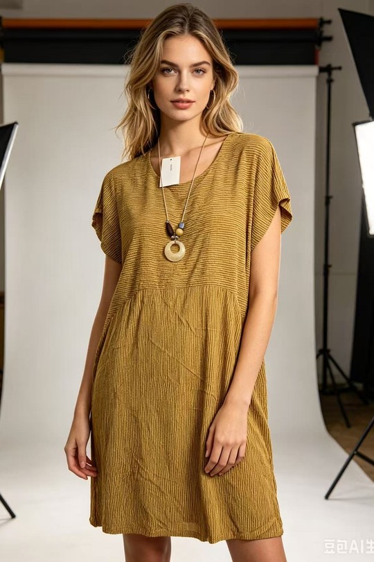 Robes mi-longues Femme Beige CORALINE 8920 Efashion Paris