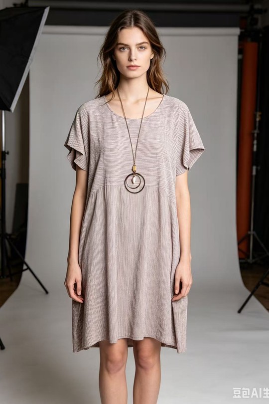Robes mi-longues Femme Beige CORALINE 8920 Efashion Paris