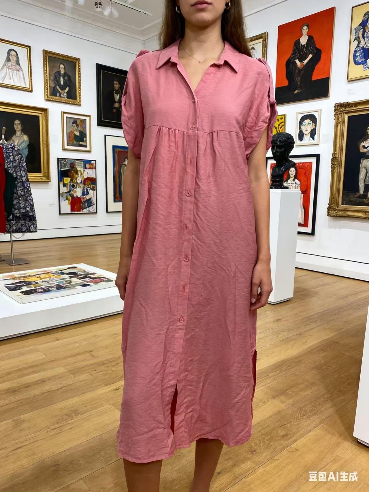 Robes mi-longues Femme Rose CORALINE 23101-2 #c Efashion Paris