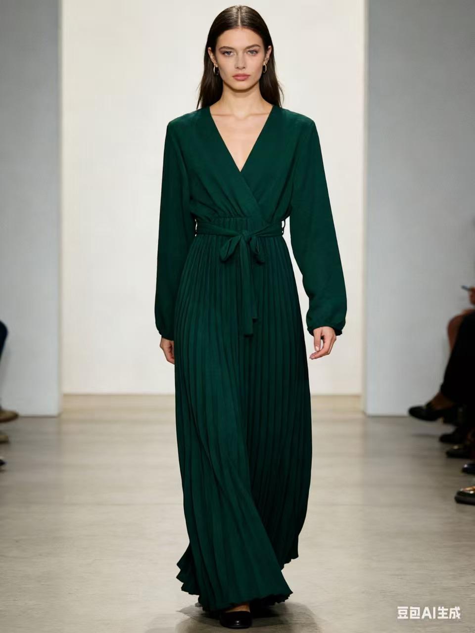 Robes longues Femme Vert sapin CORALINE 20613 #c Efashion Paris