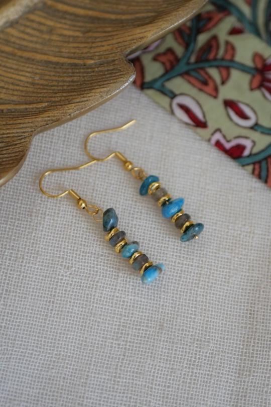 Pendientes Complementos Peacock blue GINANDGER BIJOUX BOUCLES DOREILLES KALINDA PIERRES AU CHOIX Efashion Paris