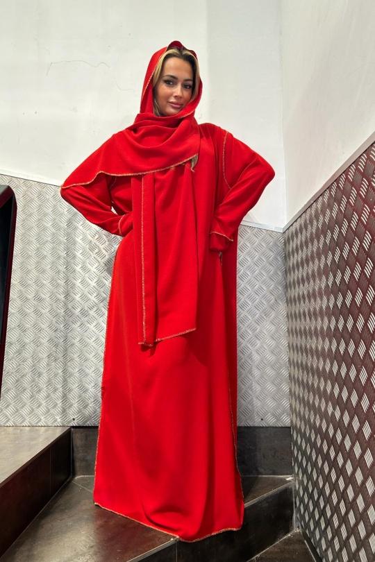 Abaya Femme Rouge AHJ FASHION HJA-242902 Efashion Paris