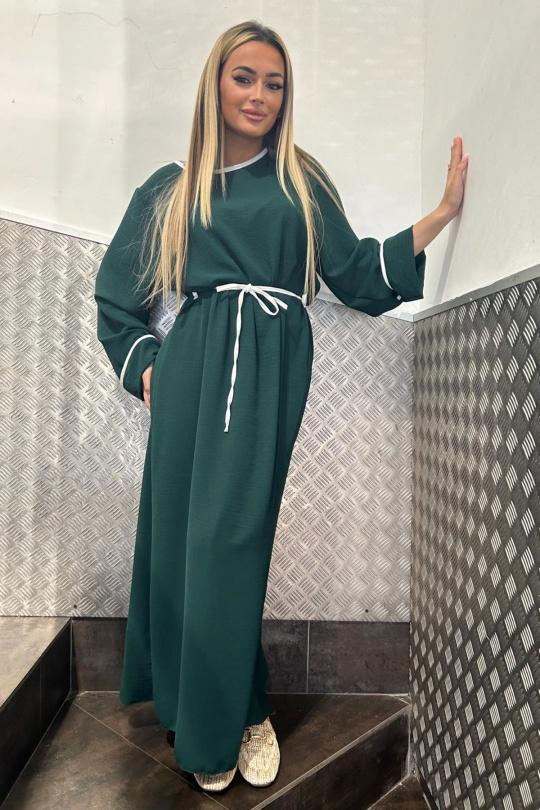 Abaya Femme Vert bouteille AHJ FASHION HJA-50629 Efashion Paris