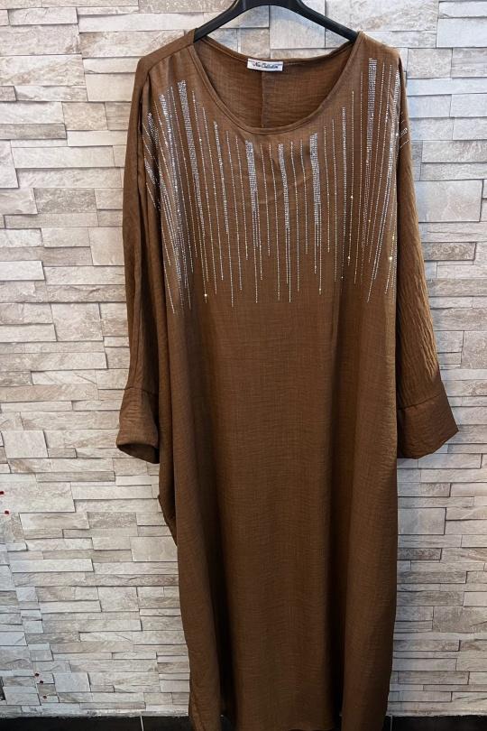 Abaya Femme Brun AHJ FASHION HJA-352200 Efashion Paris