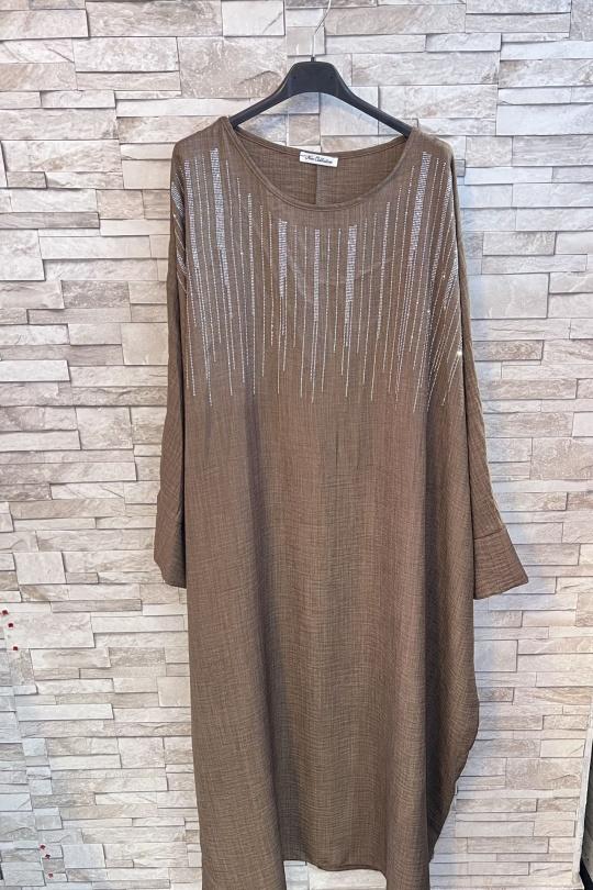 Abaya Femme Brun AHJ FASHION HJA-352200 Efashion Paris
