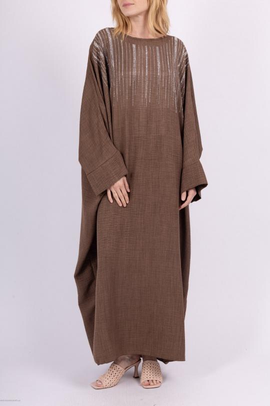 Abaya Femme Brun AHJ FASHION HJA-352200 Efashion Paris