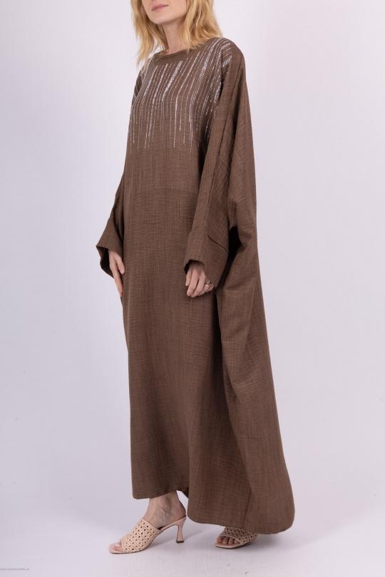 Abaya Femme Brun AHJ FASHION HJA-352200 Efashion Paris