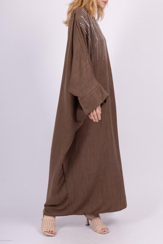 Abaya Femme Brun AHJ FASHION HJA-352200 Efashion Paris