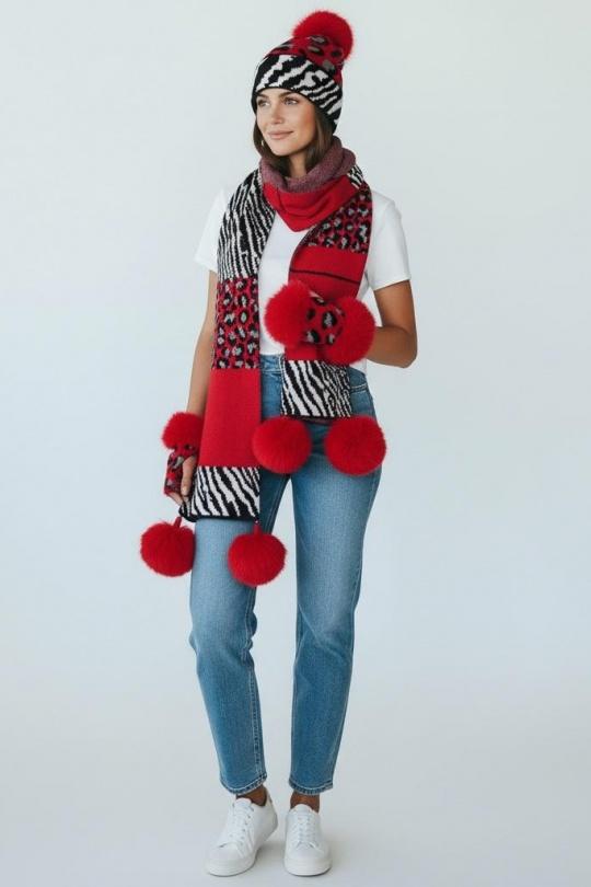 Ensembles Accessoires Blanc AHJ FASHION SET 3 PIECES POMPOM Efashion Paris