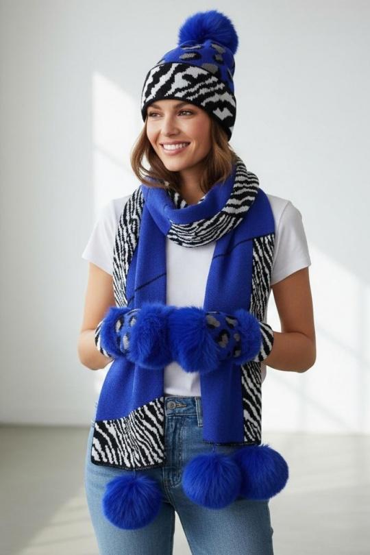 Ensembles Accessoires Blanc AHJ FASHION SET 3 PIECES POMPOM Efashion Paris