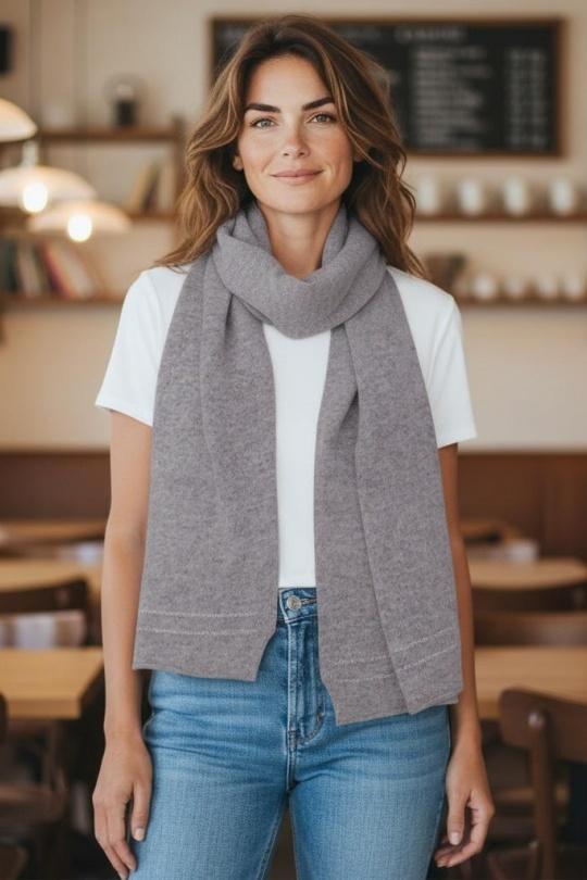 Écharpes Accessoires Taupe AHJ FASHION ECHARPE CACHEMIRE 12A03 Efashion Paris