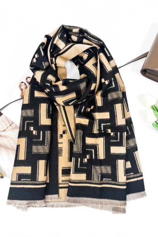 Scarves Accessories Black/camel CICI MOD 251515 Efashion Paris