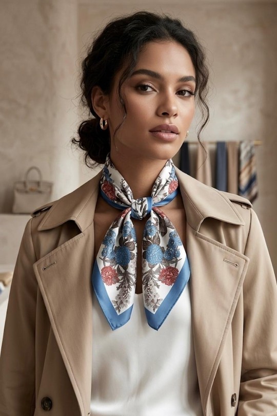 Foulards Accessoires Bleu CICI MOD F264005 Efashion Paris