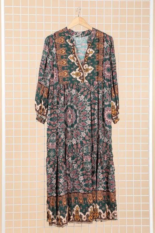 Robes mi-longues Femme Vert Loriane 3787-2 Efashion Paris