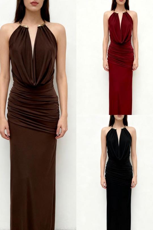 Abiti maxi Donna Black Loriane 7532 Efashion Paris