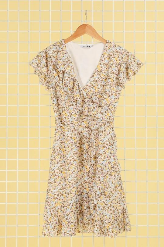 Robes courtes Femme Jaune Loriane 9232 Efashion Paris