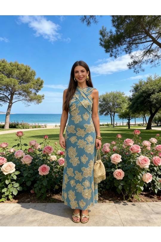 Robes longues Femme Beige Loriane 7806R Efashion Paris