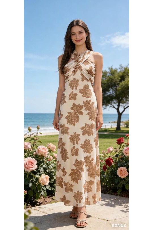 Robes longues Femme Beige Loriane 7806R Efashion Paris