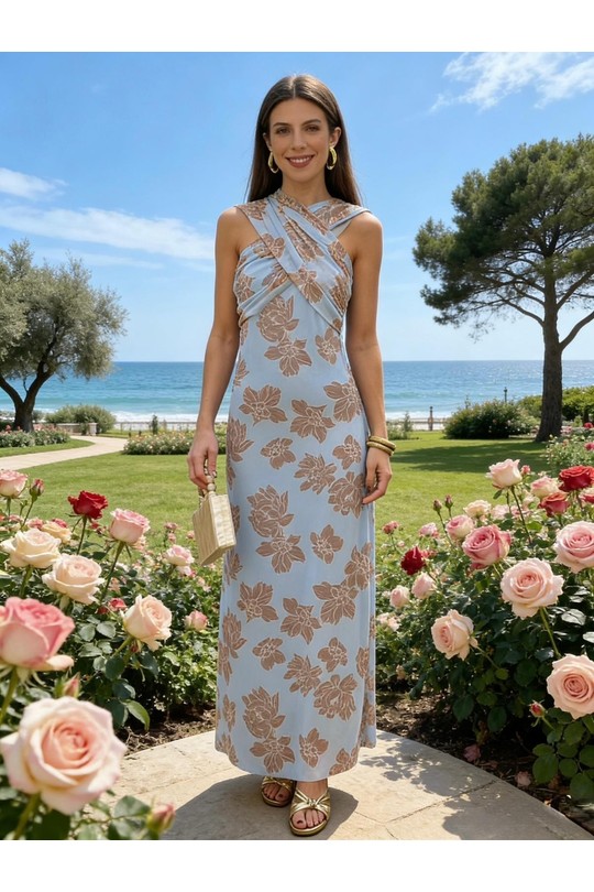 Robes longues Femme Beige Loriane 7806R Efashion Paris