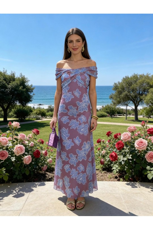 Robes longues Femme Beige Loriane 7806R Efashion Paris