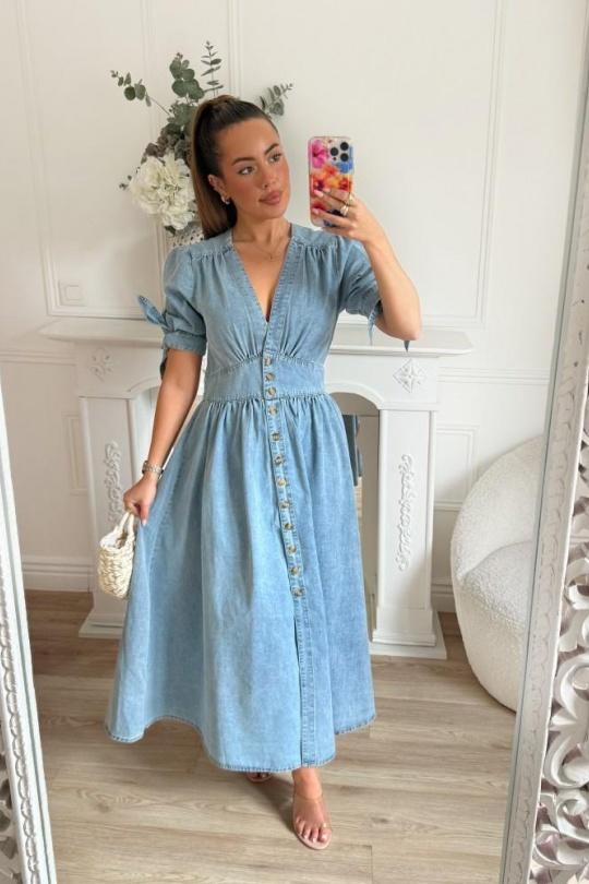 Robes longues Femme Bleu Loriane 17002 Efashion Paris