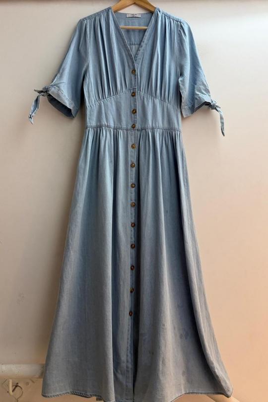 Robes longues Femme Bleu Loriane 17002 Efashion Paris