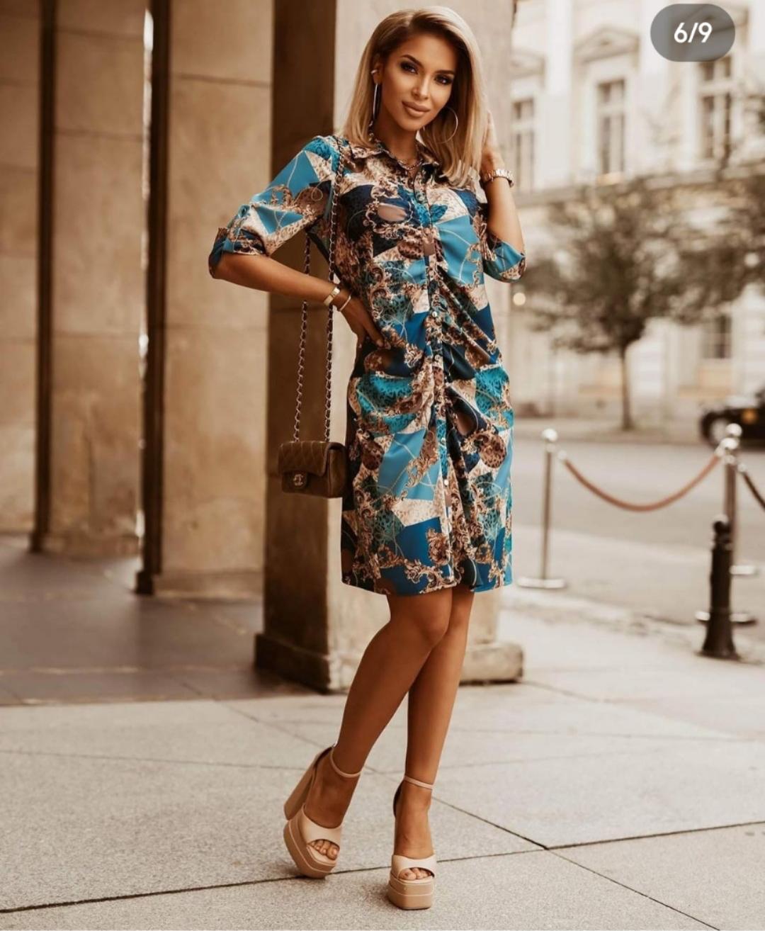 Vestidos a media pierna Mujer Blue Loriane 2091H #c Efashion Paris