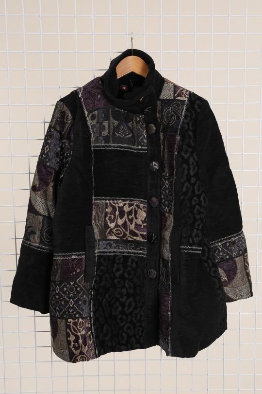 Coats Women Black/purple FLORESSE P3200A Efashion Paris