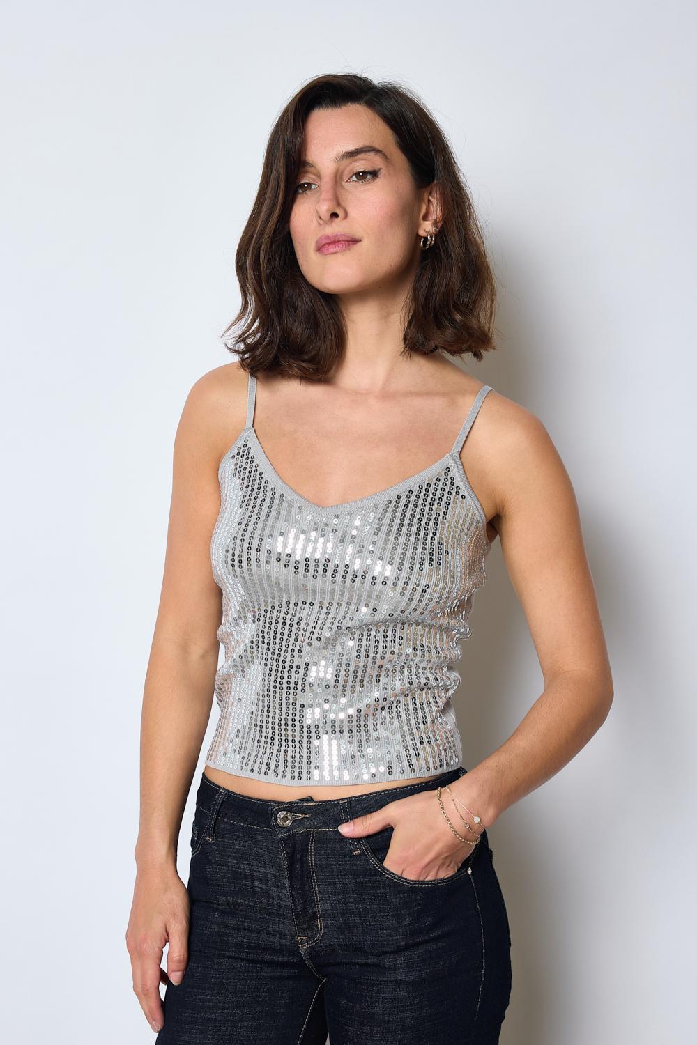 Camisetas sin mangas Mujer Silver LELY JANE 7005 #c Efashion Paris