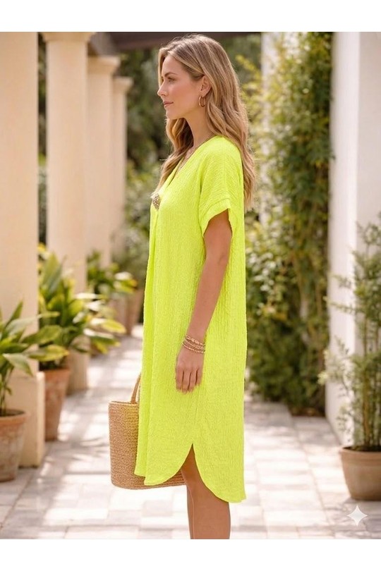 Robes mi-longues Femme Rose Miss Azur EFP8701 Efashion Paris