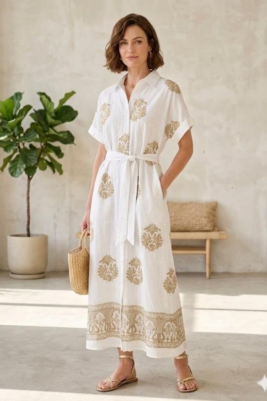 Robes longues Femme Blanc Miss Azur EFP6459A Efashion Paris