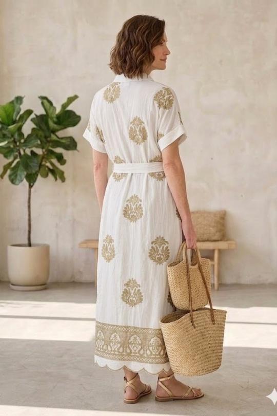 Robes longues Femme Blanc Miss Azur EFP6459A Efashion Paris