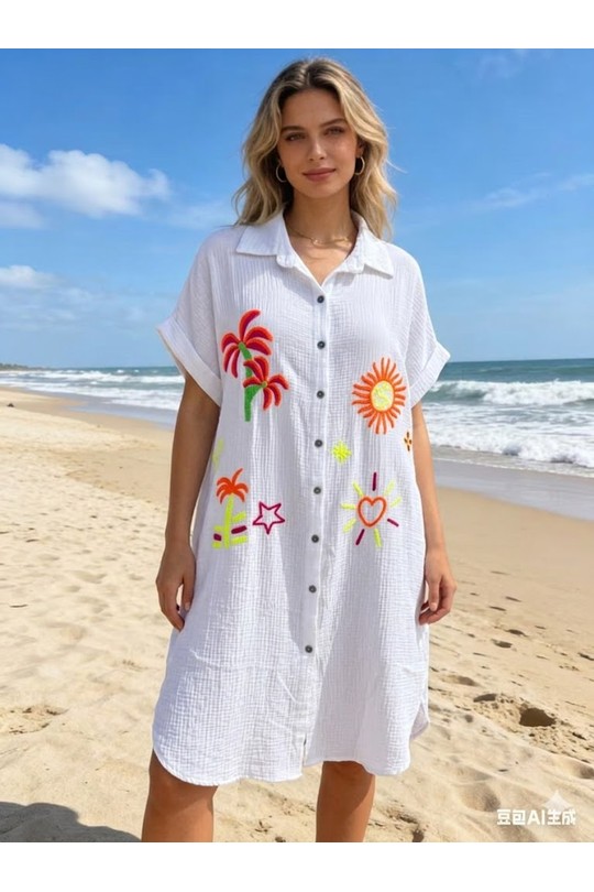 Robes mi-longues Femme Blanc Miss Azur efp25117 Efashion Paris