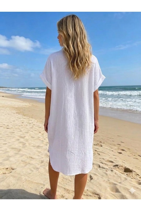 Robes mi-longues Femme Blanc Miss Azur efp25117 Efashion Paris