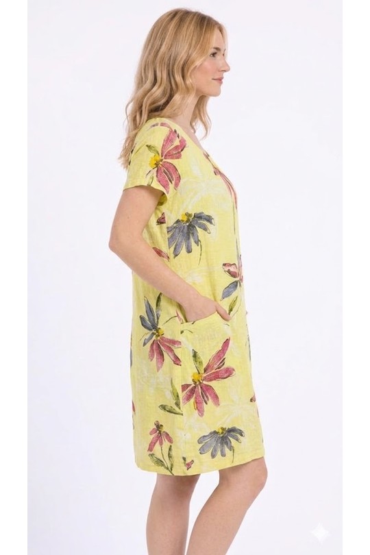 Robes courtes Femme Jaune Miss Azur efp0122 Efashion Paris