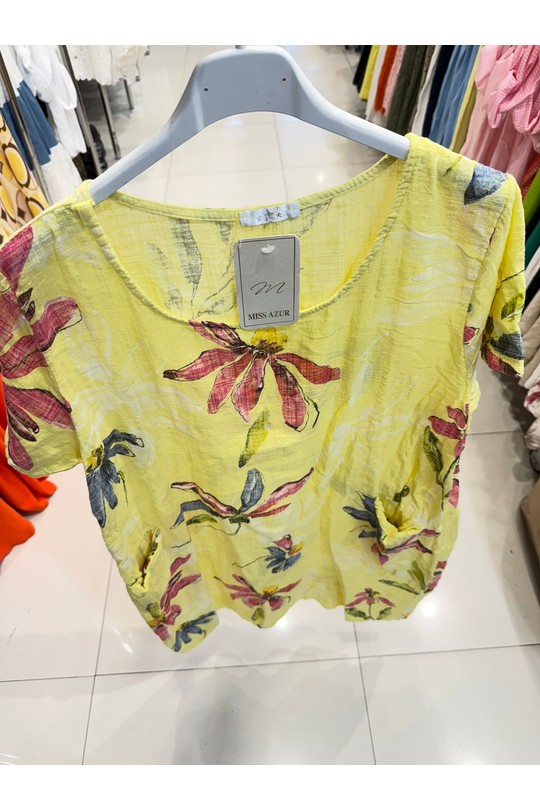 Robes courtes Femme Jaune Miss Azur efp0122 Efashion Paris