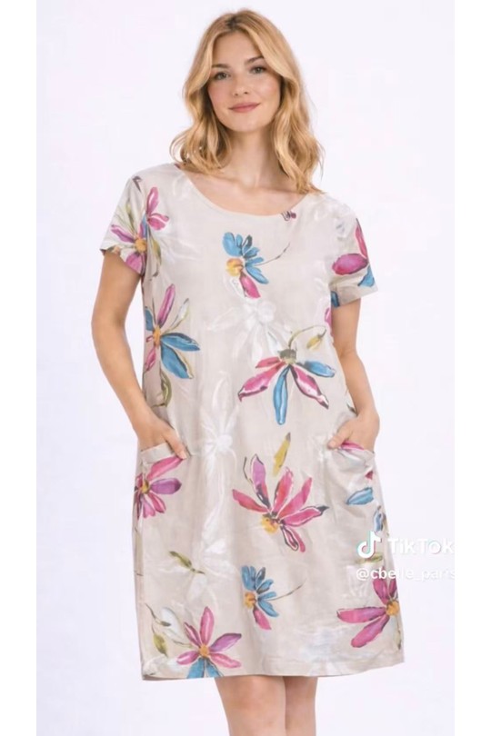 Robes courtes Femme Jaune Miss Azur efp0122 Efashion Paris