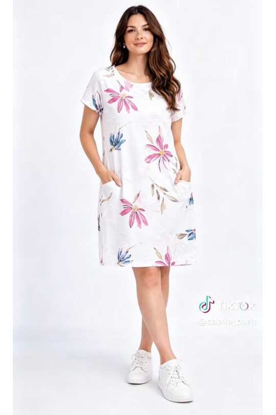 Robes courtes Femme Jaune Miss Azur efp0122 Efashion Paris