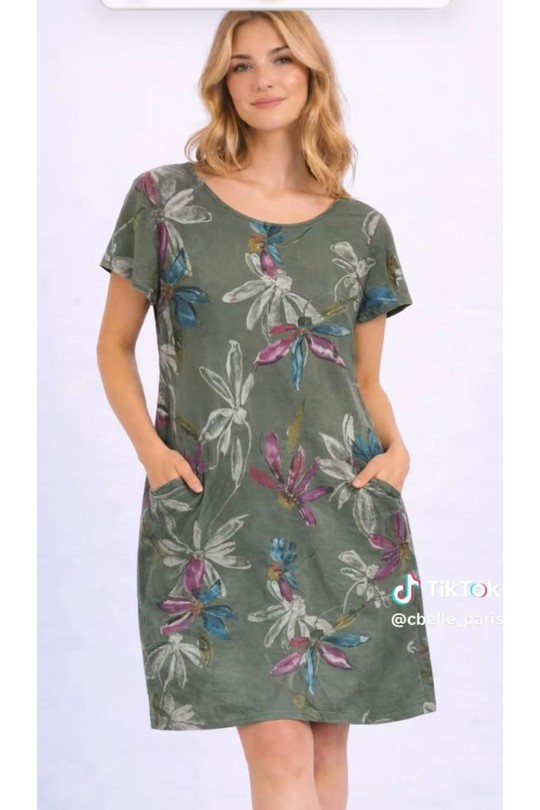 Robes courtes Femme Jaune Miss Azur efp0122 Efashion Paris