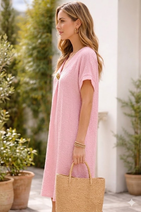 Robes mi-longues Femme Rose Miss Azur EFP8701 Efashion Paris