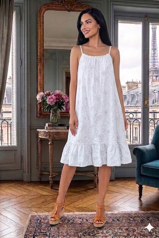 Robes mi-longues Femme Blanc Miss Azur efp25110 Efashion Paris