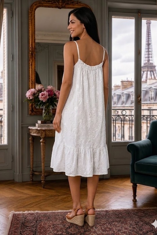 Robes mi-longues Femme Blanc Miss Azur efp25110 Efashion Paris