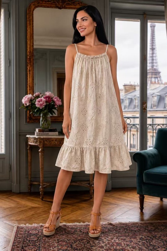 Robes mi-longues Femme Blanc Miss Azur efp25110 Efashion Paris
