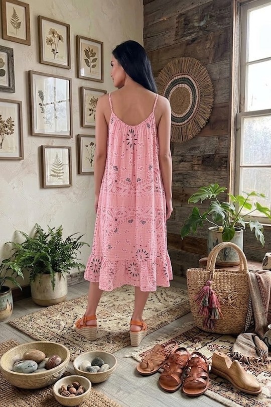 Robes mi-longues Femme Rose Miss Azur efp25110G Efashion Paris